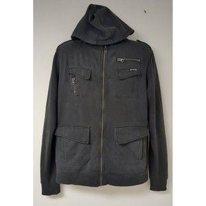 Vintage Element Hoodie Men Size Large Black Military Tactical Pockets Y2K Skater